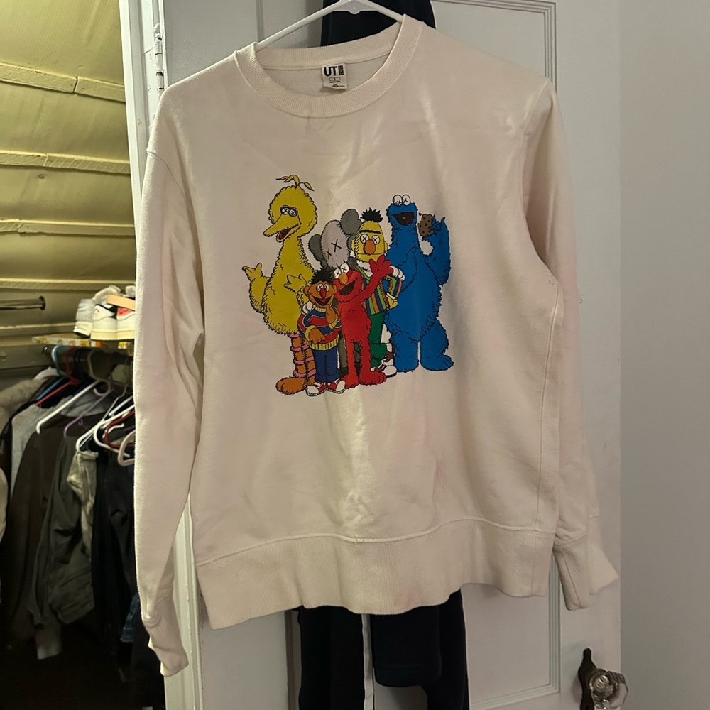 Uniqlo x KAWS White Sweater with Sesame Street Characters